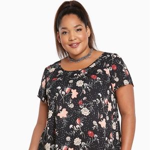 Floral Print Georgette Pleated Back Top